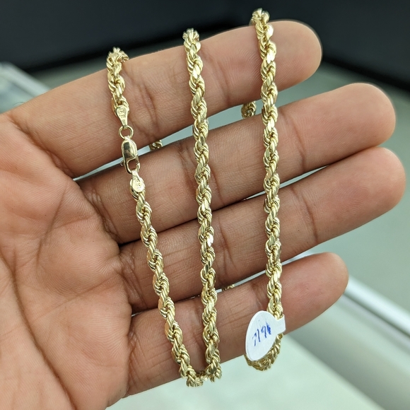 14kt Real Gold Rope Chain 4mm 24 inch - Picture 7 of 9